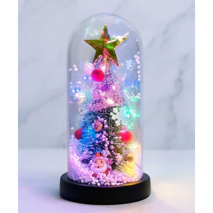 BFS Yılbaşı Temalı Işıklı  Dekoratif Cam Fanus Alk5082