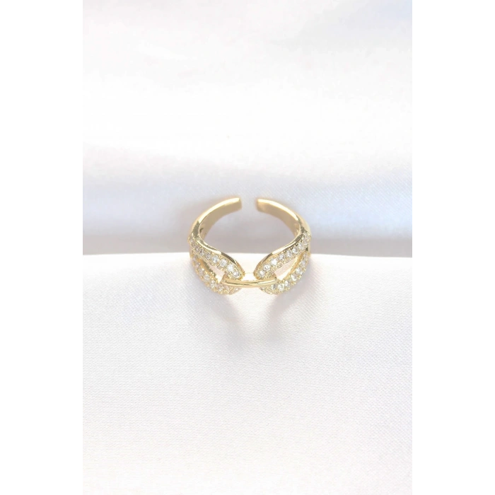 BFS Zirkon Taşlı Gold Renk Ayarlanabilir Yüzük