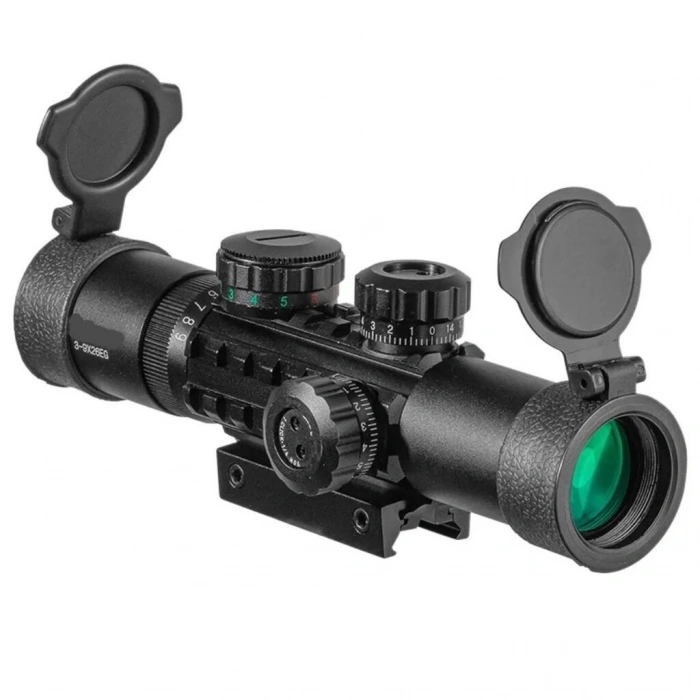 C3-9x26 Eg Raylı Çift Işıklı Av Dürbünü  11mm/22mm