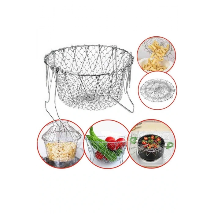 Çok Fonksiyonlu Pratik Süzgeç Katlanır - Kızartma Haşlama Aparatı -chef Basket