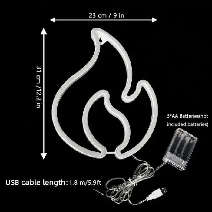 Duvara Asmalı Neon Alev Işık