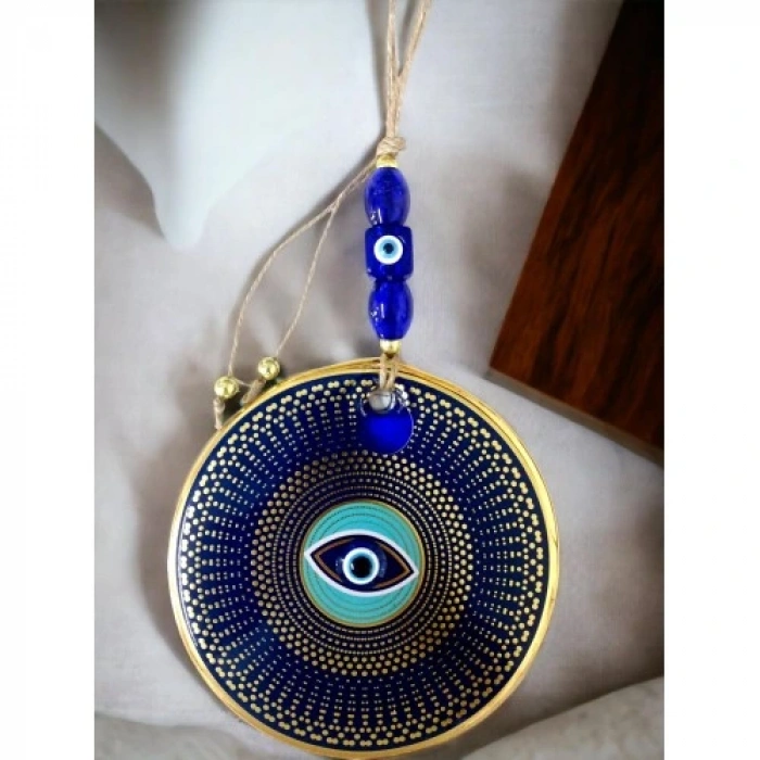 Gold Puantiyeli Nazar Boncuklu Göz Duvar Süsü