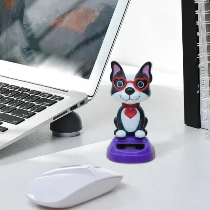 Güneş Enerjili Solar Sallanan Gözlüklü Köpek Figürü