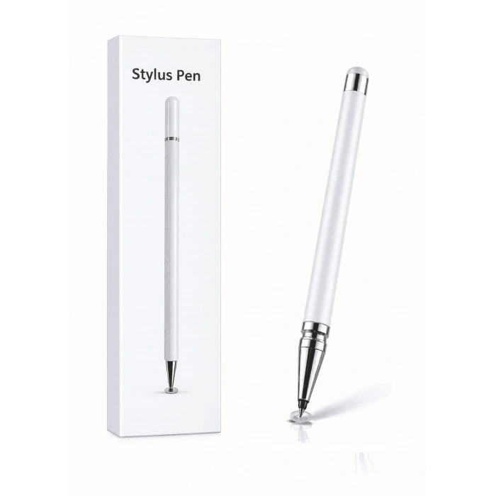 İphone 8 Plus Uyumlu Dokunmatik Stylus Kalem Disk Uçlu Hassas Beyaz Tablet Telefon Çizim Kalemi