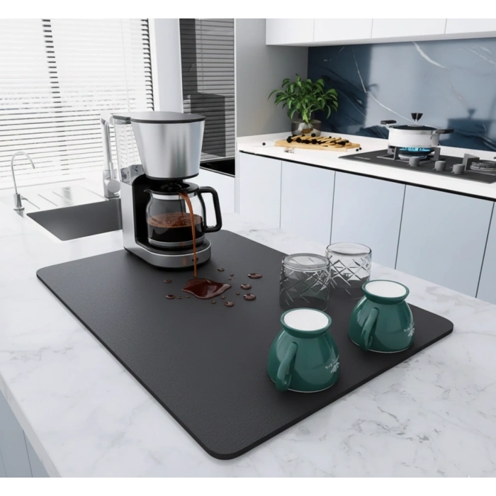 Kahve Makinesi Altlığı Su Emici Kaymaz Taban Tezgah Koruyucu Kurulama Matı