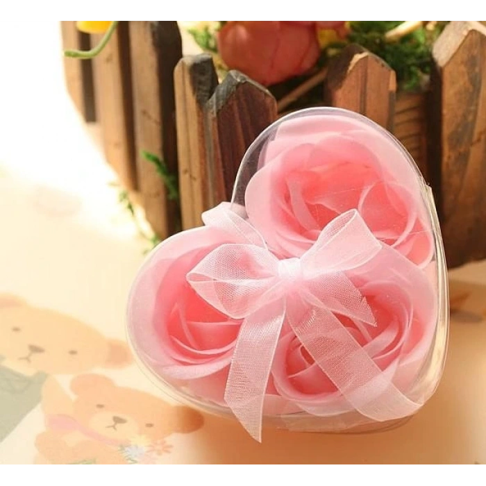 Kalp Kutulu Gül Şeklinde Sabun - Mini