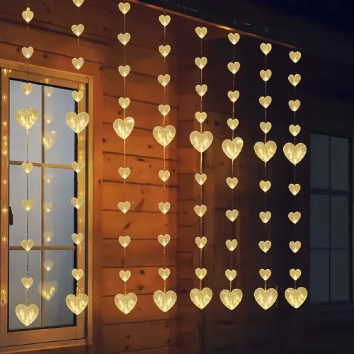 Kalp Perde Led  Gün Işığı