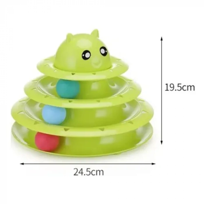 Kedi Başlıklı 3 Katlı Kedi Oyuncağı