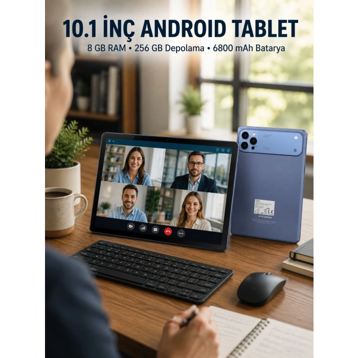 Mey İthalat® 10.1 İnç Android Tablet 8 GB RAM 256 GB Depolama Yeni Nesil
