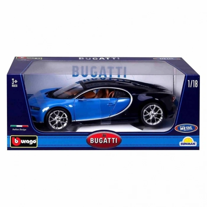 Mey İthalat® 1011040 1:18 Bugatti Chiron Model Mavi Araba -