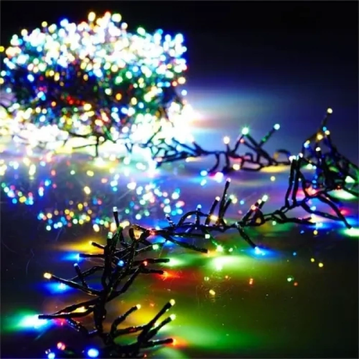 Mey İthalat® 10m 100 LED Pilli 2 Kademeli RGB Işık Siyah Kablo
