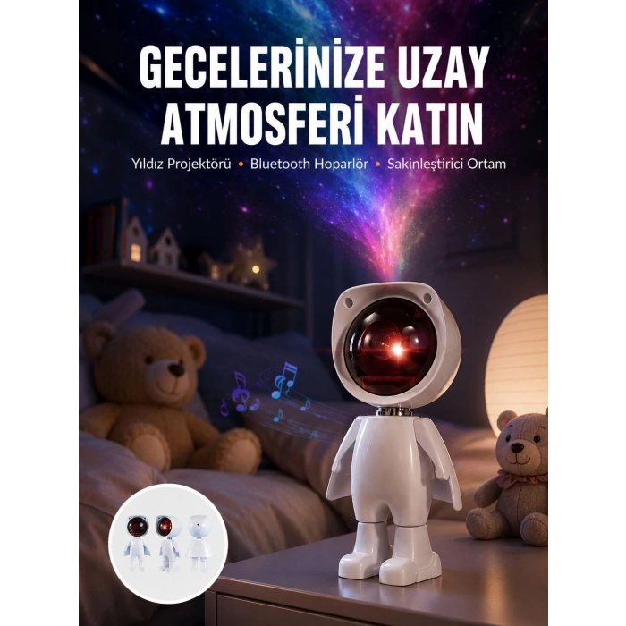 Mey İthalat® 180 Derece Dönebilen Astronot Masa ve Gece Lambası Projektör Yeni Nesil
