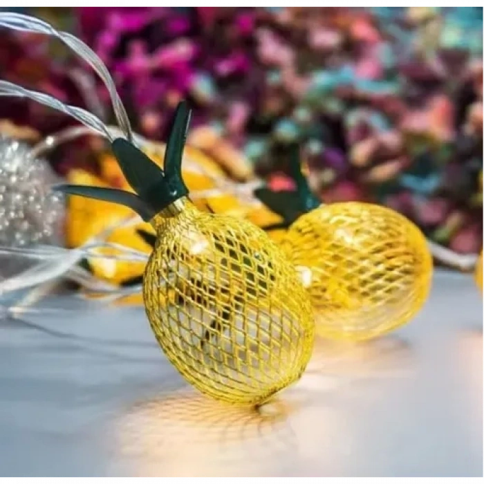 Mey İthalat® 2 Metre 10 LED Pilli 2 Kademeli Ananas Led Işık