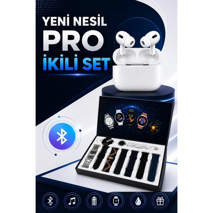 Mey İthalat® 2025 Model Akıllı Saat ve Yeni Nesil Pro Bluetooth Kulaklık ANC Özelliği