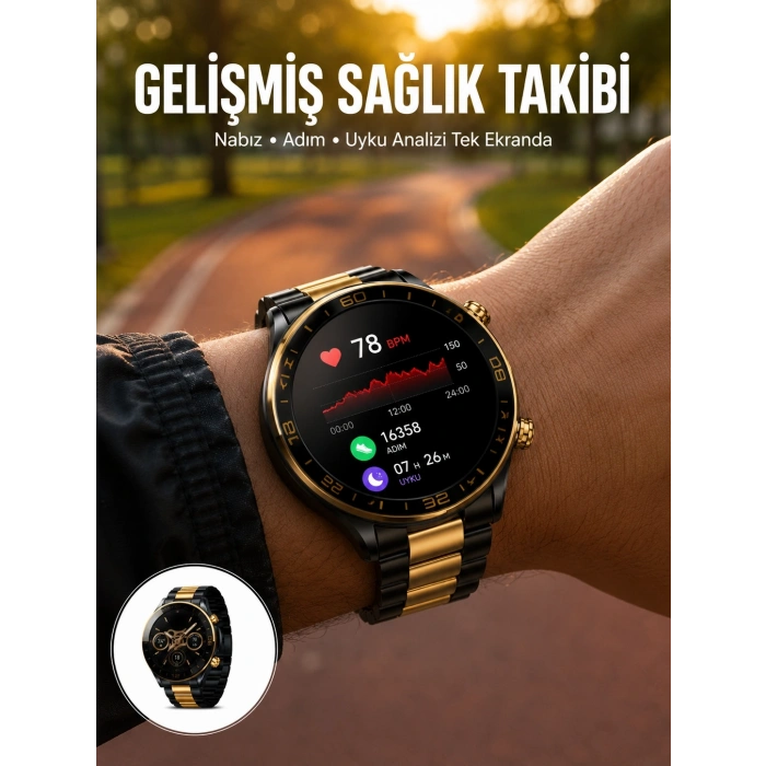 Mey İthalat® 3 Bileklikli Amoled Akıllı Saat Bluetooth Çağrı ve Sağlık Takipli Yeni Nesil