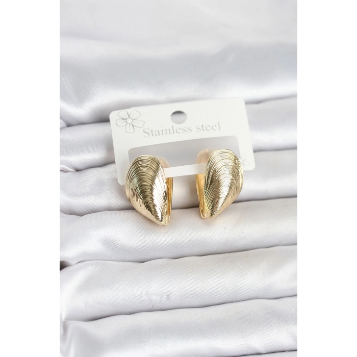 Mey İthalat® 316L Çelik Gold Renk Midye Model Kadın Küpe