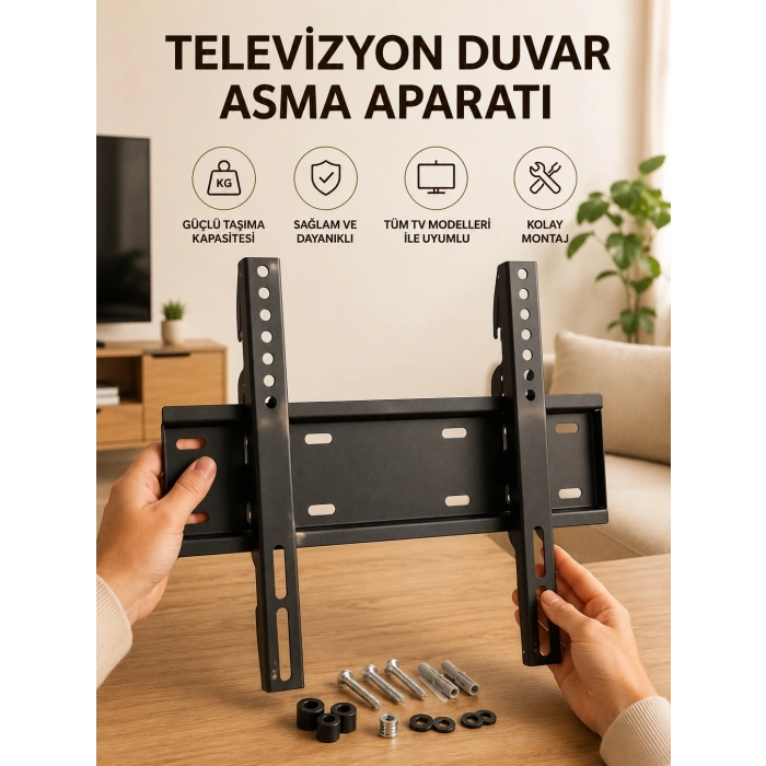 Mey İthalat® 32-55 İnç Uyumlu 40 Kg Taşıma Kapatiseli Televizyon Duvar Asma Aparatı