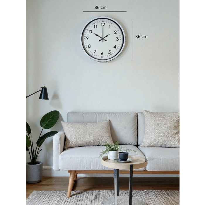 Mey İthalat® 36 Cm Beyaz Dekoratif Duvar Saati