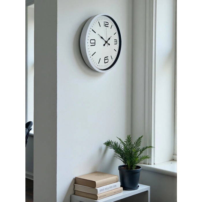 Mey İthalat® 36 Cm Beyaz Modern Dekoratif Duvar Saati