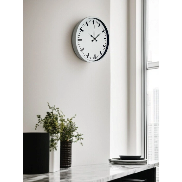Mey İthalat® 36 Cm Beyaz Standart Duvar Saati
