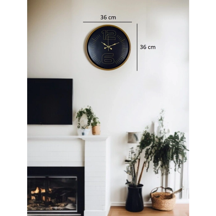 Mey İthalat® 36 Cm Kahverengi Modern Duvar Saati