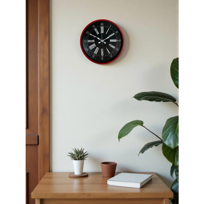Mey İthalat® 36 Cm Kırmızı Asil Duvar Saati