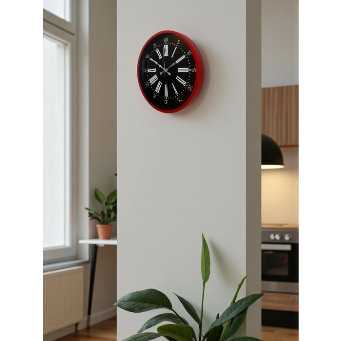 Mey İthalat® 36 Cm Kırmızı Asil Duvar Saati
