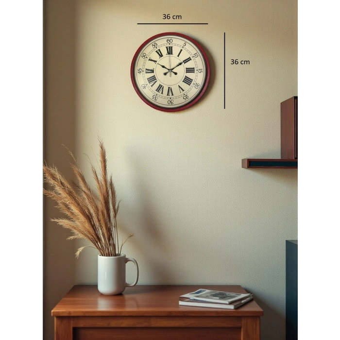 Mey İthalat® 36 Cm Kırmızı Retro Duvar Saati