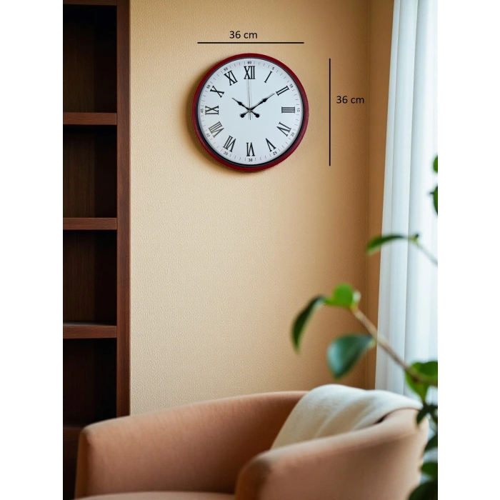 Mey İthalat® 36 Cm Kırmızı Roma Rakamlı Duvar Saati
