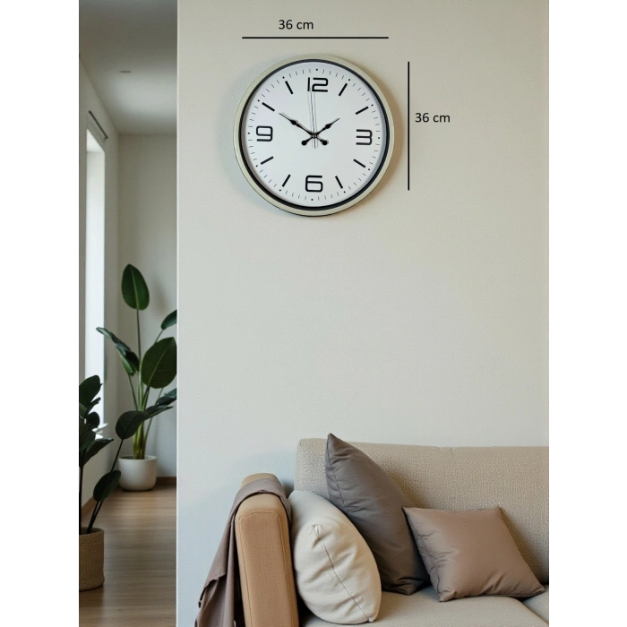 Mey İthalat® 36 Cm Krem Modern Dekoratif Duvar Saati