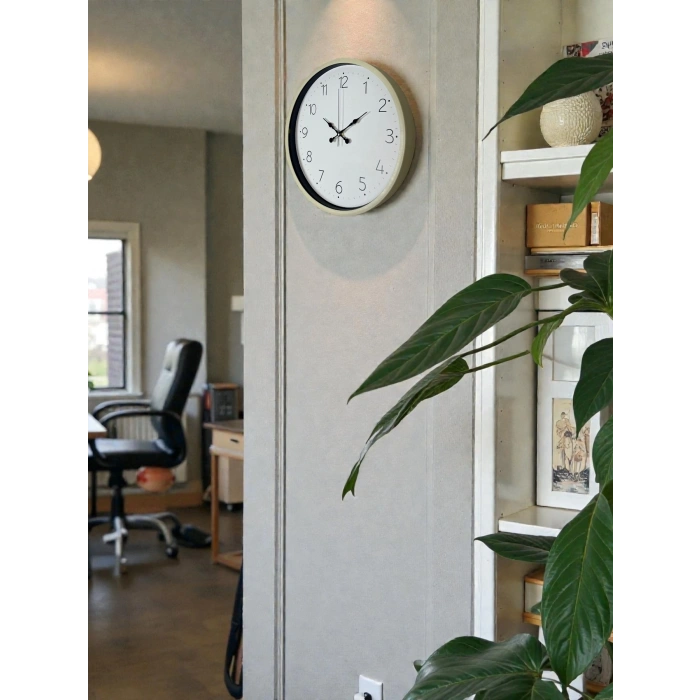 Mey İthalat® 36 Cm Krem Sade Dekoratif Duvar Saati