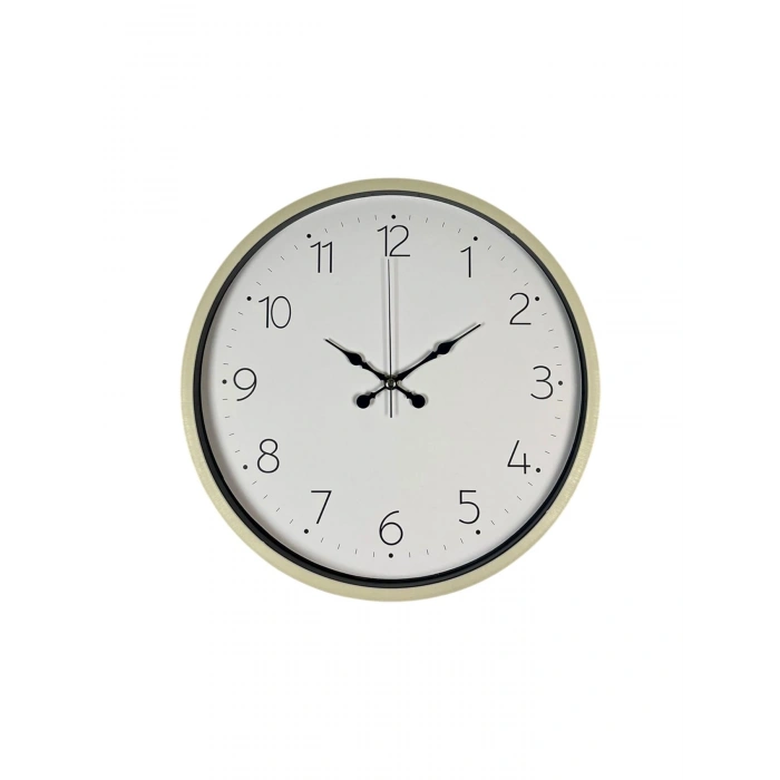 Mey İthalat® 36 Cm Krem Sade Dekoratif Duvar Saati
