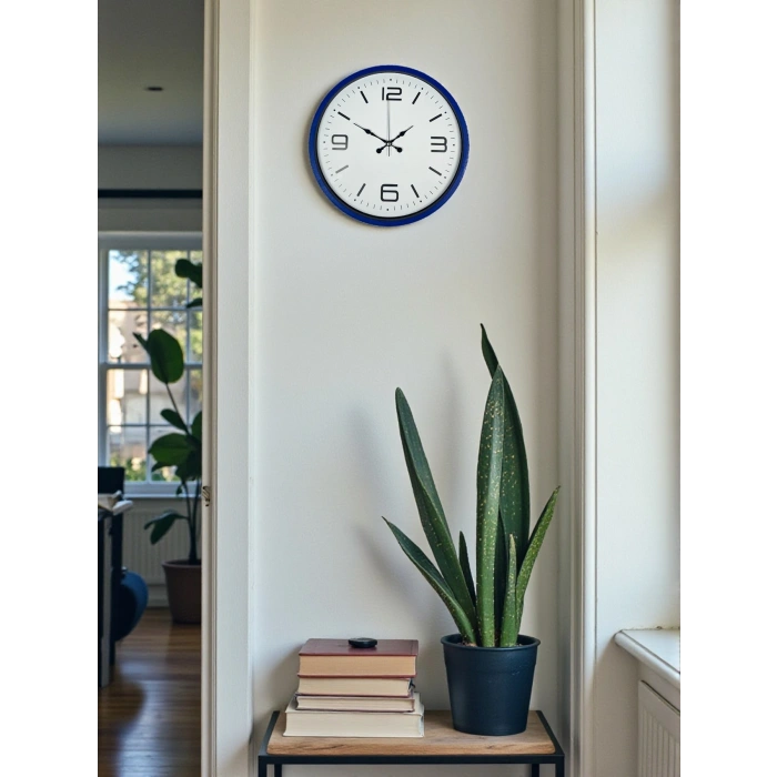 Mey İthalat® 36 Cm Lacivert Modern Dekoratif Duvar Saati