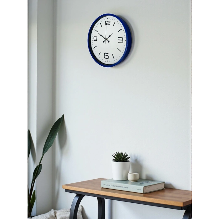 Mey İthalat® 36 Cm Lacivert Modern Dekoratif Duvar Saati
