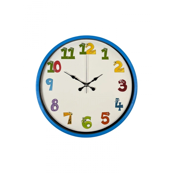 Mey İthalat® 36 Cm Mavi Çocuk Odası Duvar Saati