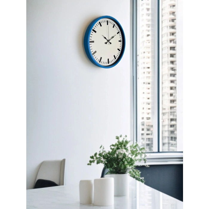 Mey İthalat® 36 Cm Mavi Zarif Duvar Saati