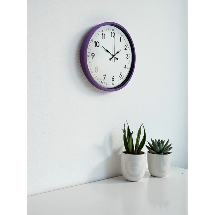 Mey İthalat® 36 Cm Mor Dekoratif Duvar Saati