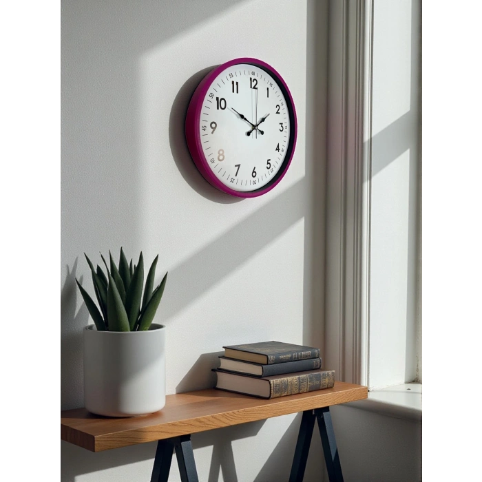 Mey İthalat® 36 Cm Pembe Dekoratif Duvar Saati