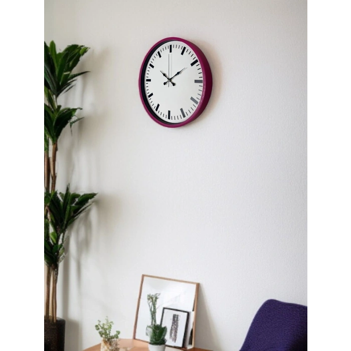 Mey İthalat® 36 Cm Pembe Dekoratif Duvar Saati