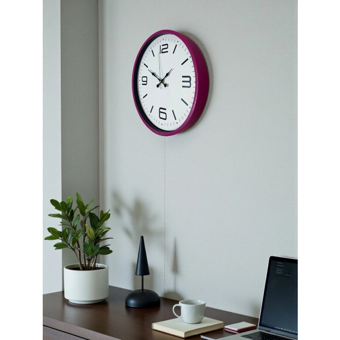 Mey İthalat® 36 Cm Pembe Modern Duvar Saati