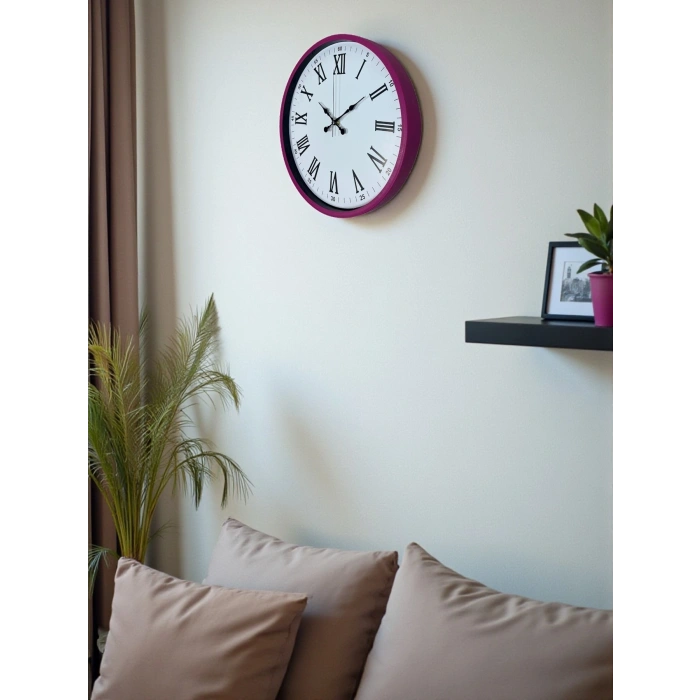 Mey İthalat® 36 Cm Pembe Roma Rakamlı Duvar Saati