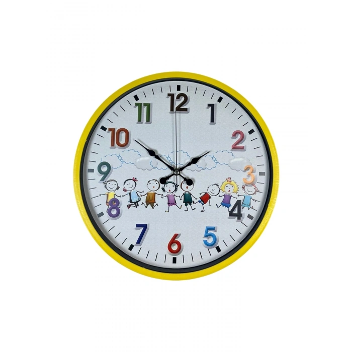 Mey İthalat® 36 Cm Sarı Çocuk Odası Duvar Saati
