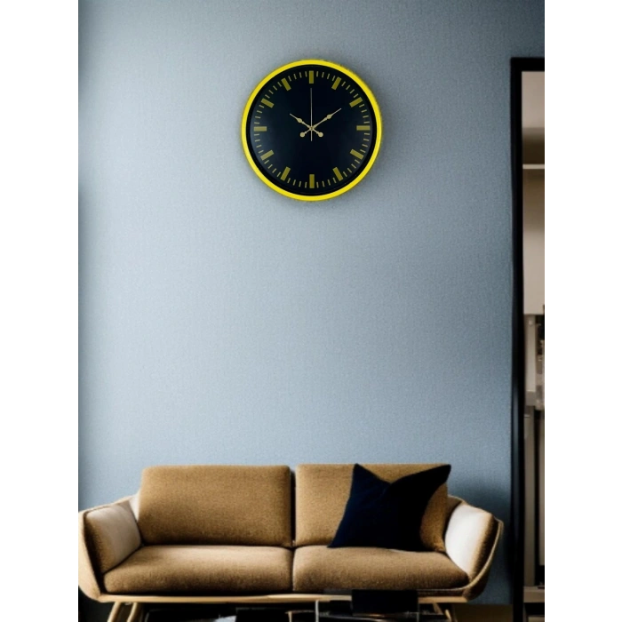 Mey İthalat® 36 Cm Sarı Dekoratif Duvar Saati