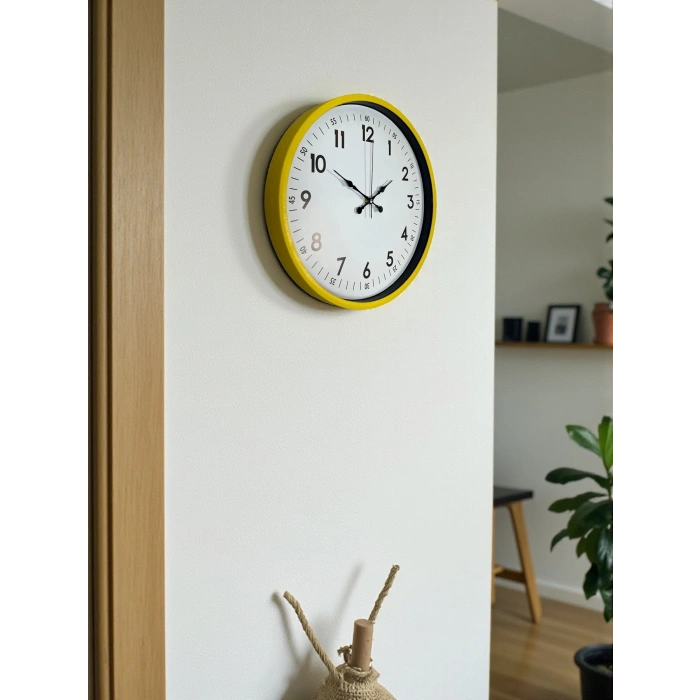 Mey İthalat® 36 Cm Sarı Modern Dekoratif Duvar Saati