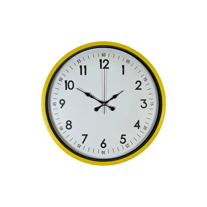 Mey İthalat® 36 Cm Sarı Modern Dekoratif Duvar Saati