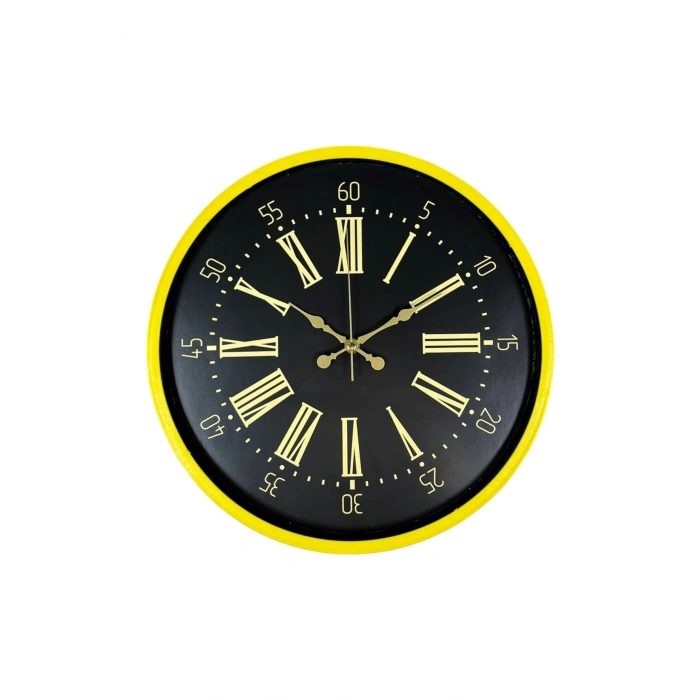 Mey İthalat® 36 Cm Sarı Modern Duvar Saati