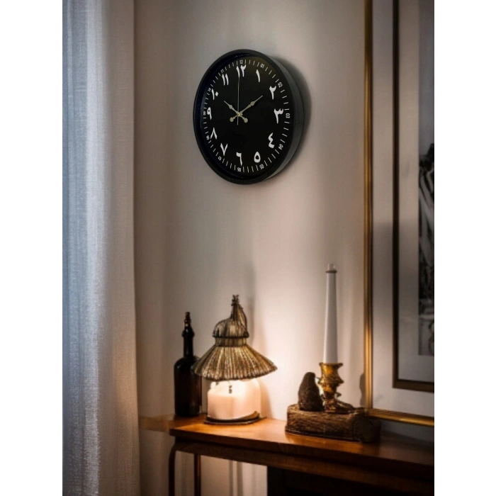 Mey İthalat® 36 Cm Siyah Arapça Rakamlı Duvar Saati