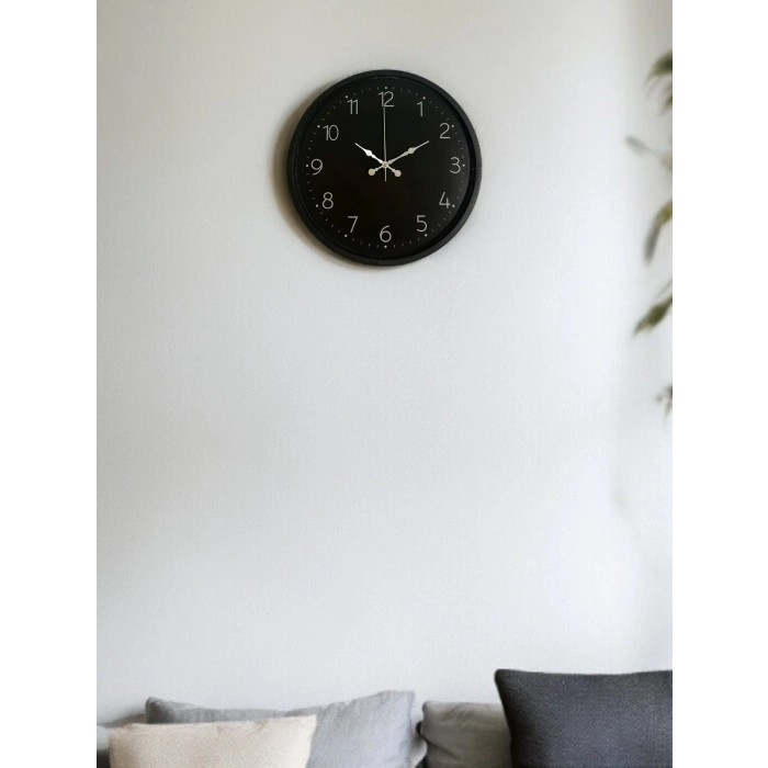 Mey İthalat® 36 Cm Siyah Dekoratif Duvar Saati