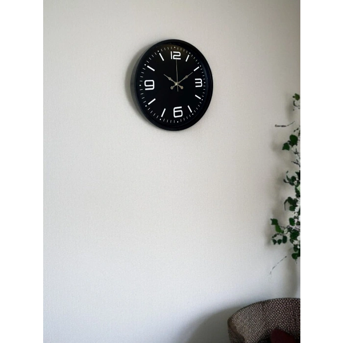 Mey İthalat® 36 Cm Siyah Dekoratif Duvar Saati