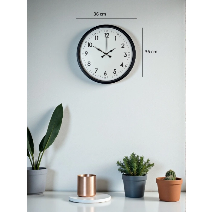 Mey İthalat® 36 Cm Siyah Dekoratif Duvar Saati